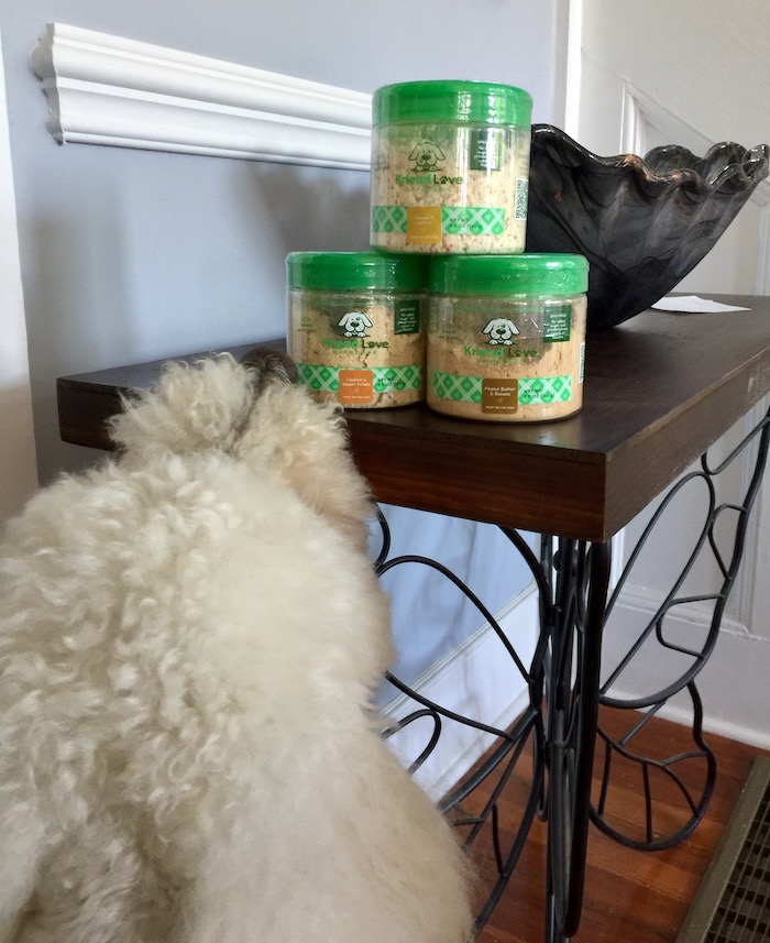 The Knead Love Pet Treats arrived and Harley was instantly drawn to them.